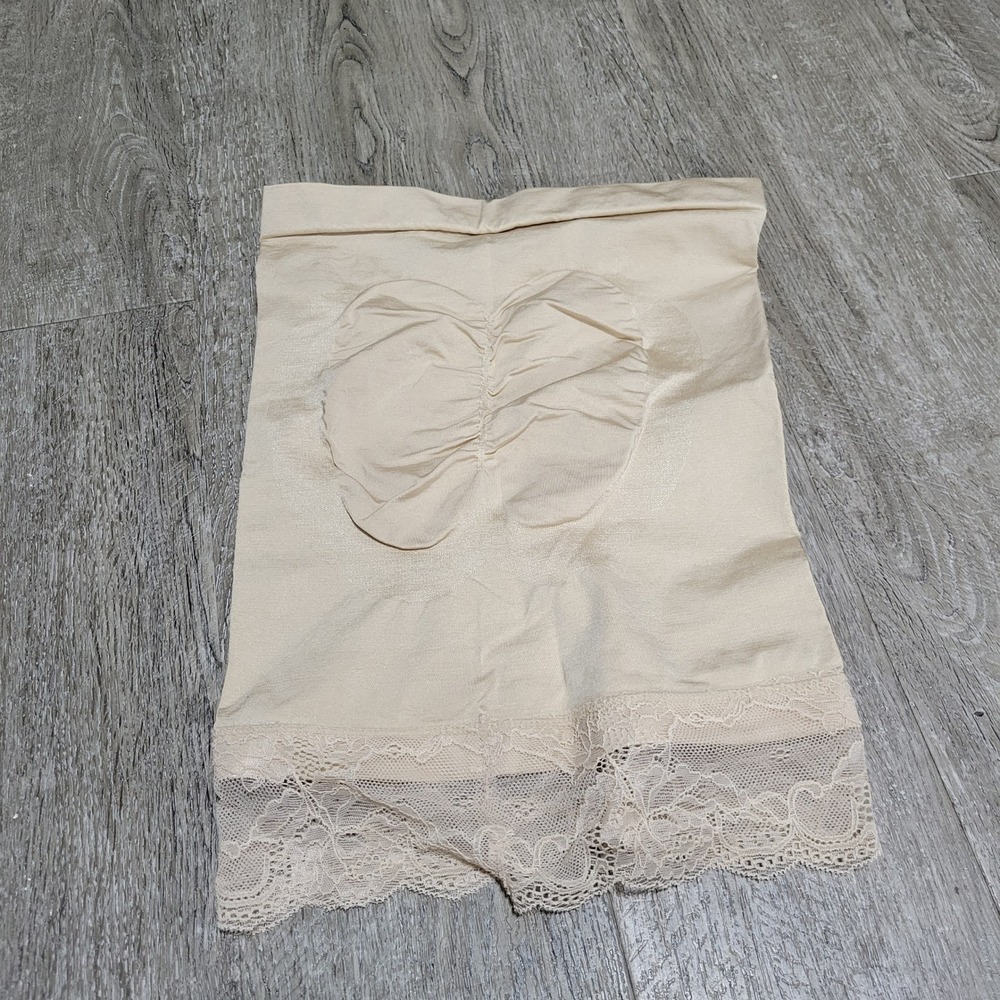 Shapewear Slip Beige Booty Lift Lace Trim Seamless Sexy Smooth‎ S/M